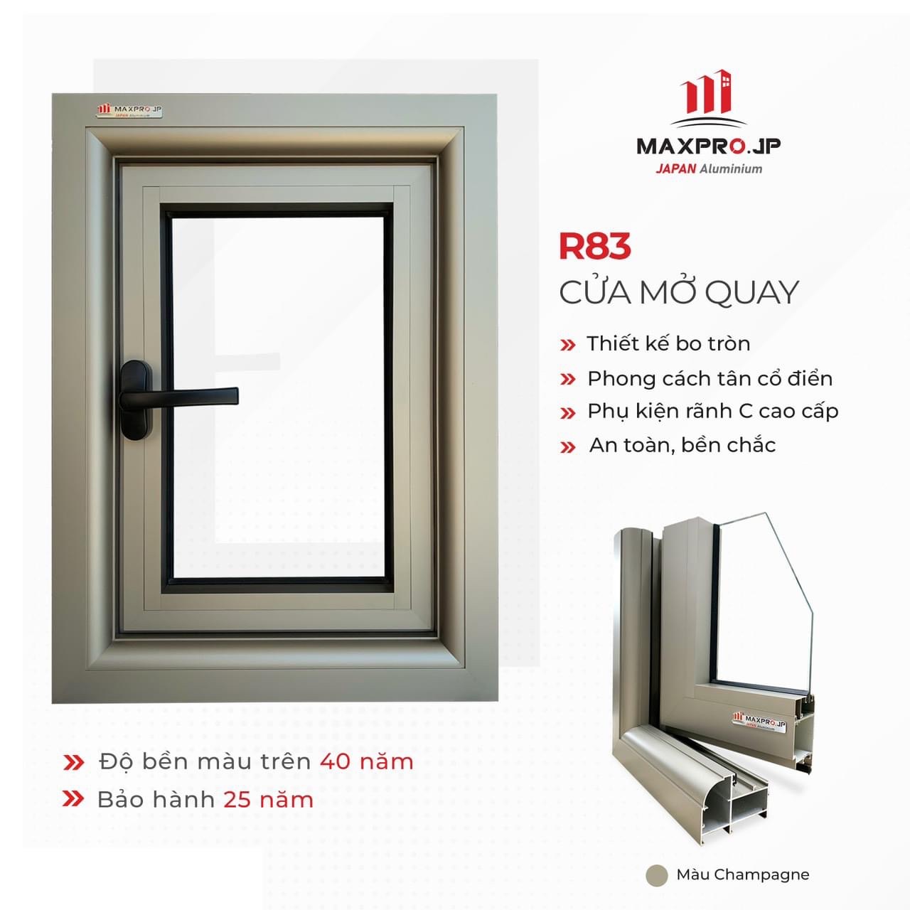 Cửa nhôm Maxpro hệ 83