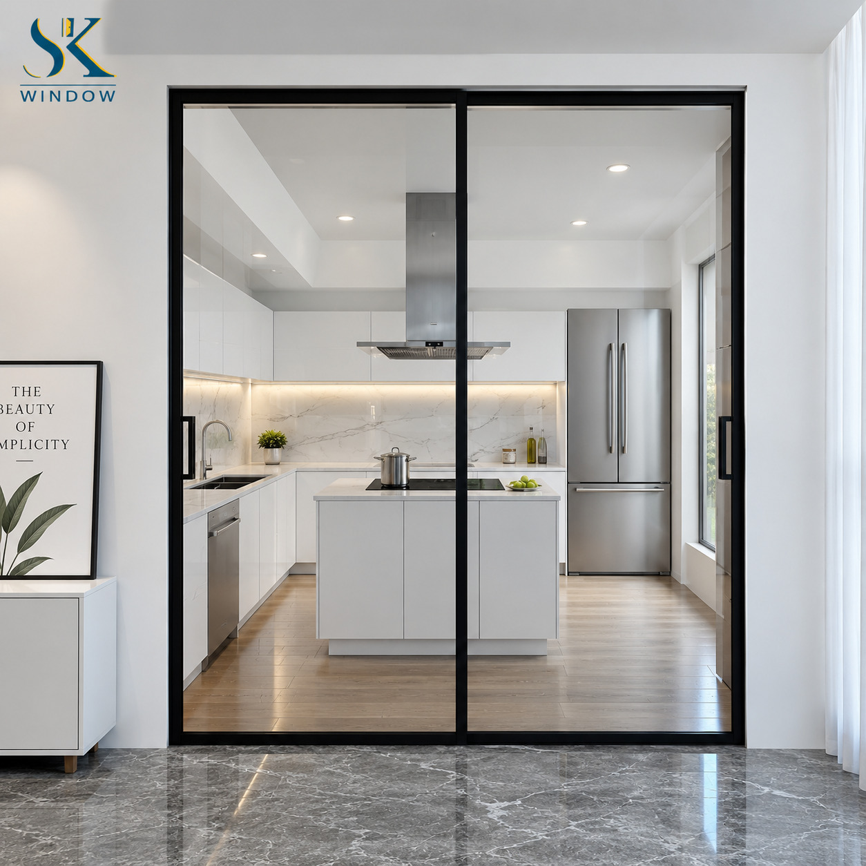 cửa lùa hệ slim 2 cánh